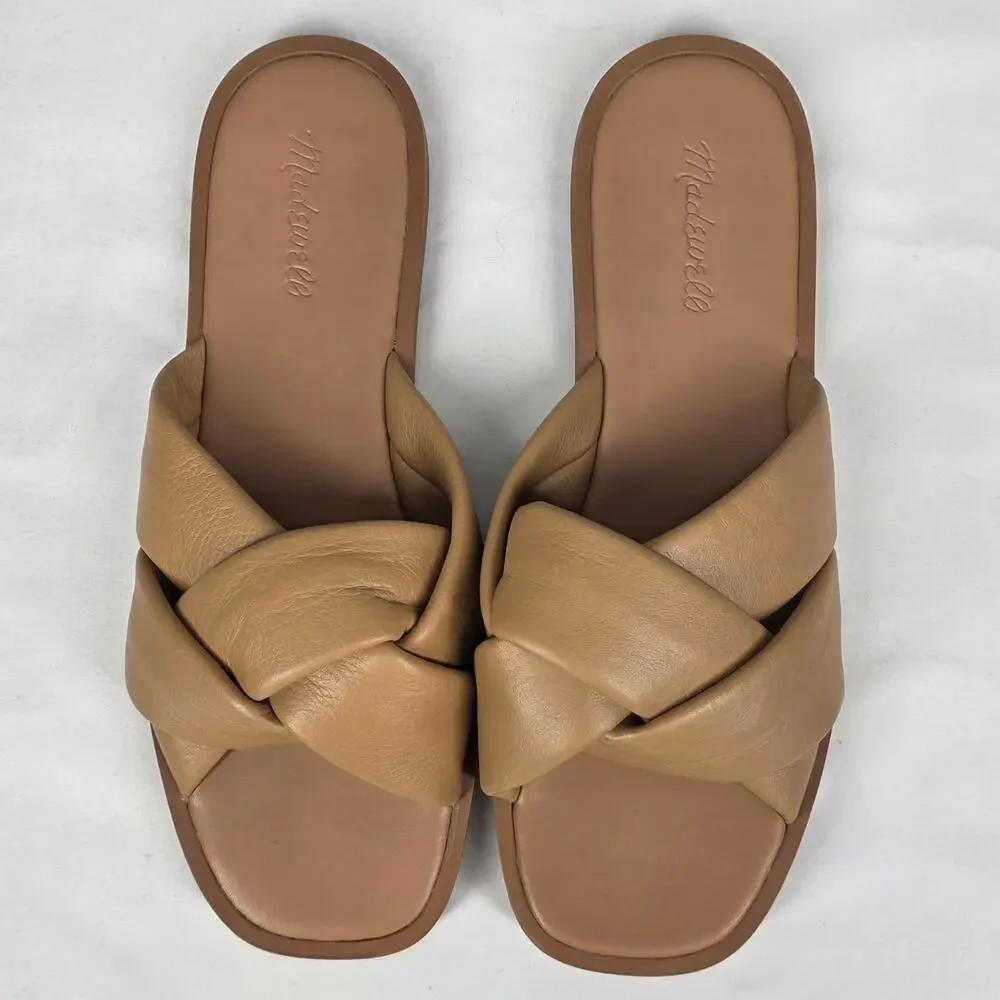 MADEWELL WOMENS JAYNA BRAIDED TAN LEATHER SLIDE SANDAL SIZE 9.5 ITEM ND963